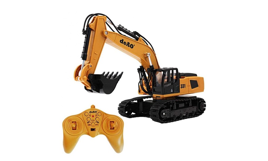 Image 1: 1:18 Six-Channel Remote Control Excavator Digger Truck for Kids