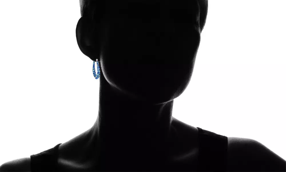 Inside Out Blue Crystal Hoop Earrings W/2.00CT Stud With Crystals From Swarovski