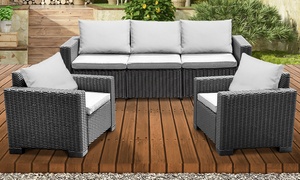 Keter California Rattan-Effect Sofa Lounger and Two Chairs Set