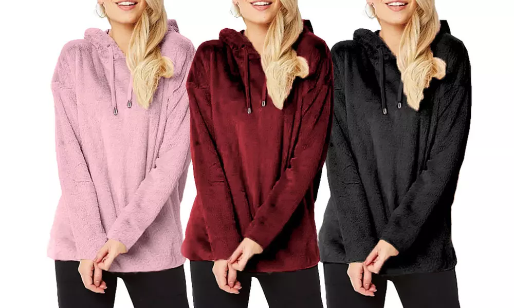 Felpa da donna con cappuccio Teddy Fleece disponibile in 4 taglie e 3 colori - Primary Image