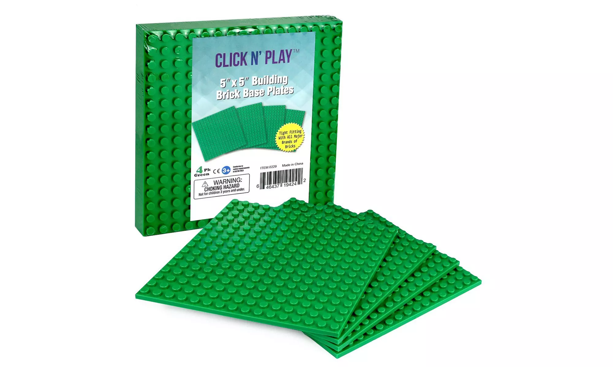 Click N' Play Green Building Brick Base Plates (4-Pack) - Primary Image
