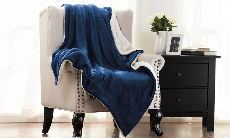 Reversible Sherpa Fleece Heated Blanket - Primary Image