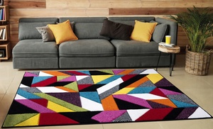 Multi Brights Colour Carved Floor Rug 