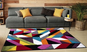 Multi Brights Colour Carved Floor Rug 