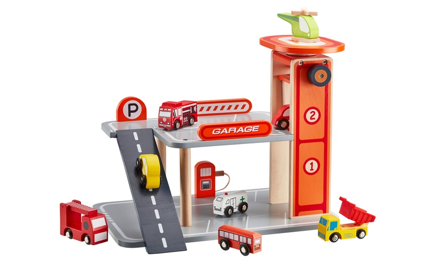 Image 2: Wooden Toy Parking Garage 