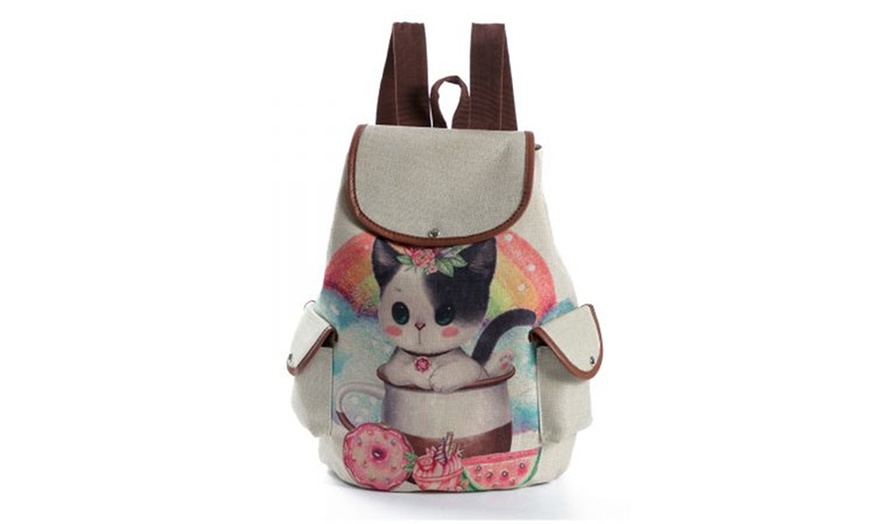 Image 2: Cartoon Cat-Themed Backpack