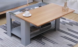 Sliding Top Coffee Table with Storage Shelf