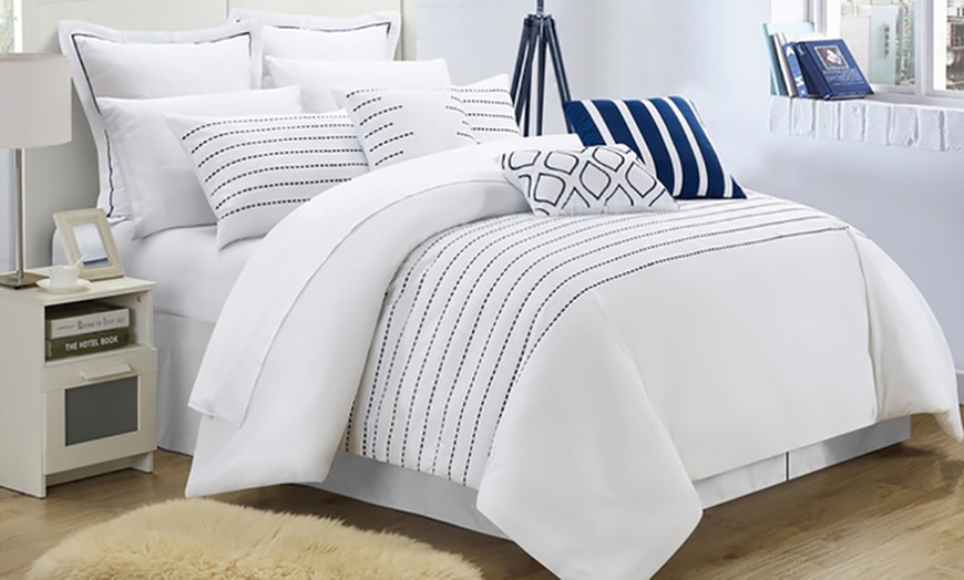 Stitch-Embroidered Comforter Set (9-Piece) | Groupon