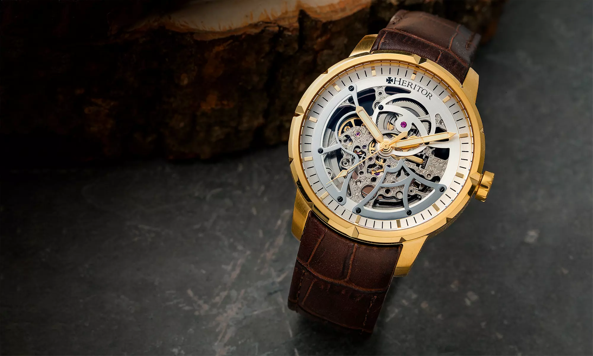 Heritor Automatic Lederarmbanduhr in der Farbe nach Wahl - Primary Image