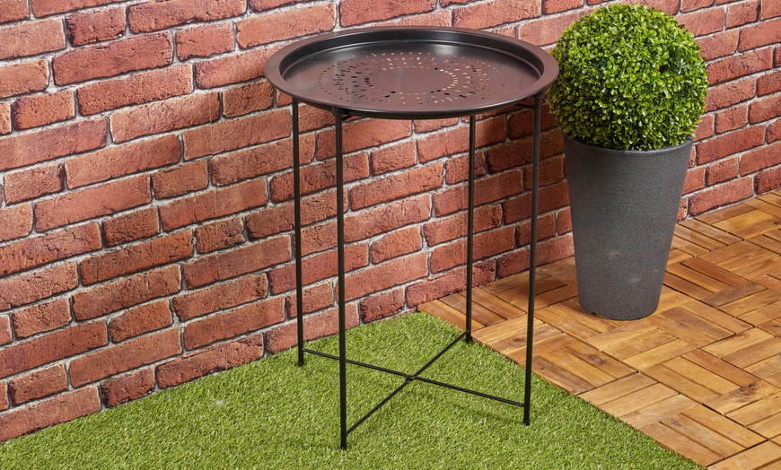 Image 1: Round Metal Garden Coffee Table