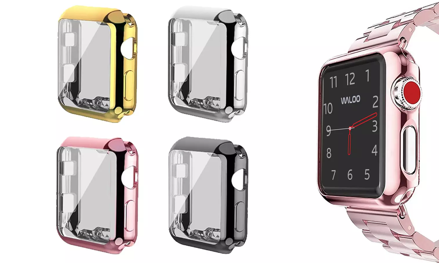 Waloo Electroplate Case for Apple Watch Series 1, 2, 3, 4, & 5 (2-Pack) - Primary Image