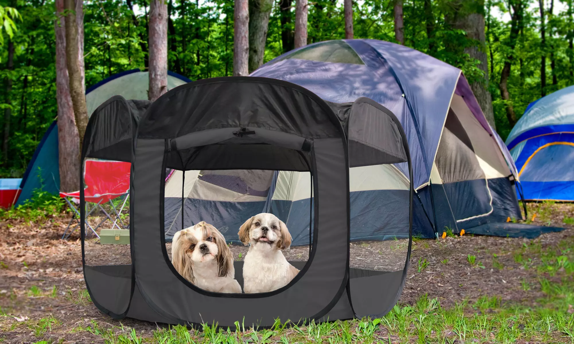Furhaven Foldable and Portable Mesh Pet Playpen - Primary Image