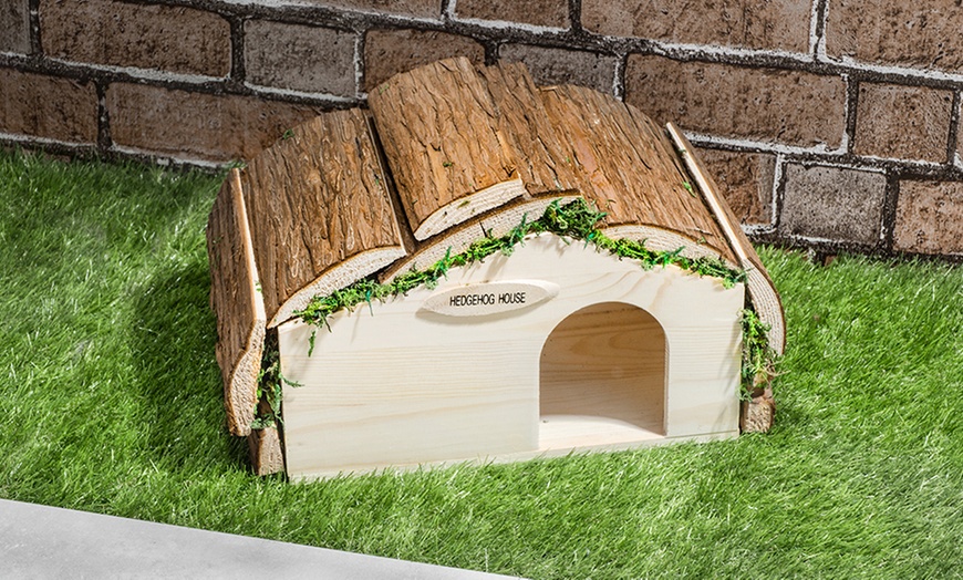 Image 1: Wooden Hedgehog House