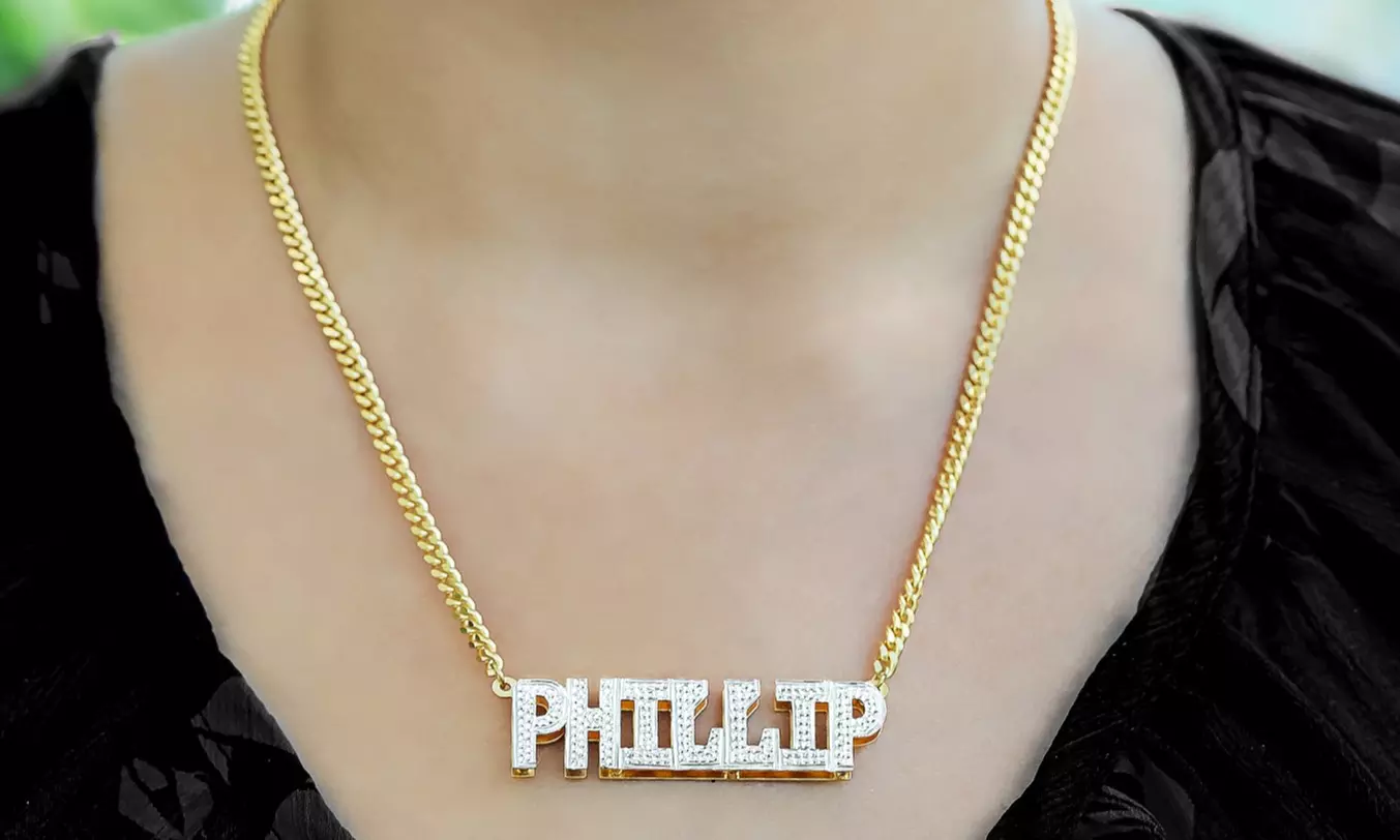 Personalized Gold- or Silver-Plated Double-Plate Beaded Name Necklace from MonogramHub (Up to 70% Off) - Primary Image