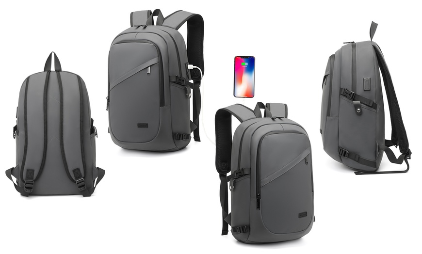 Image 21: KONO PVC Coated Water-Resistant Backpack Travel Business Laptop Bag