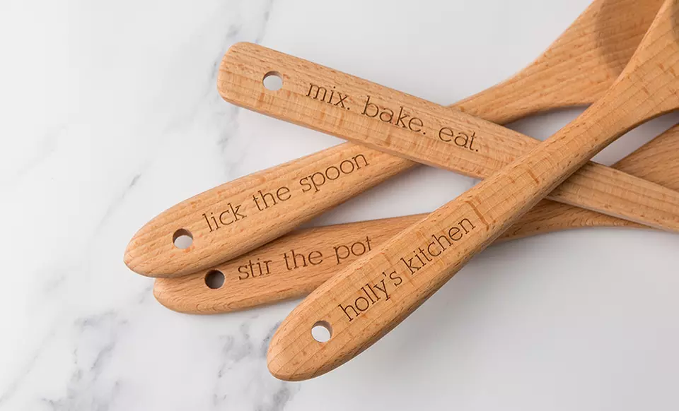 One, Two, or Three Personalized Beechwood Kitchen Utensil Sets from Qualtry (Up to 85% Off) - Second Medium
