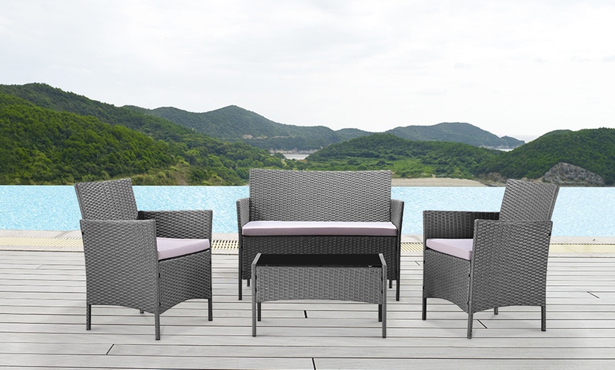 Image 33: 4-Piece Rattan-Effect Lounge Set