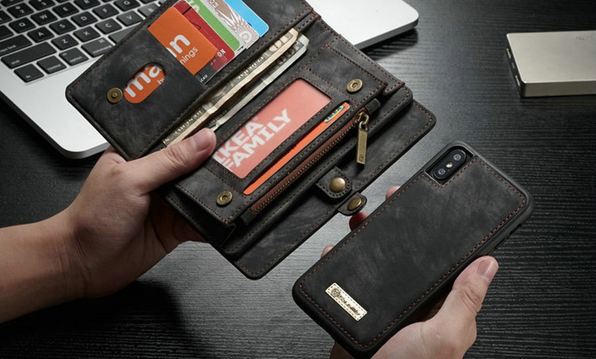 Image 1: Magnetic Wallet Case for iPhone