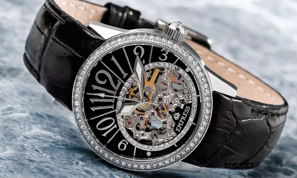 Empress Justinian Automatic Semi-Skeleton Leather-Band Watch - Primary Image