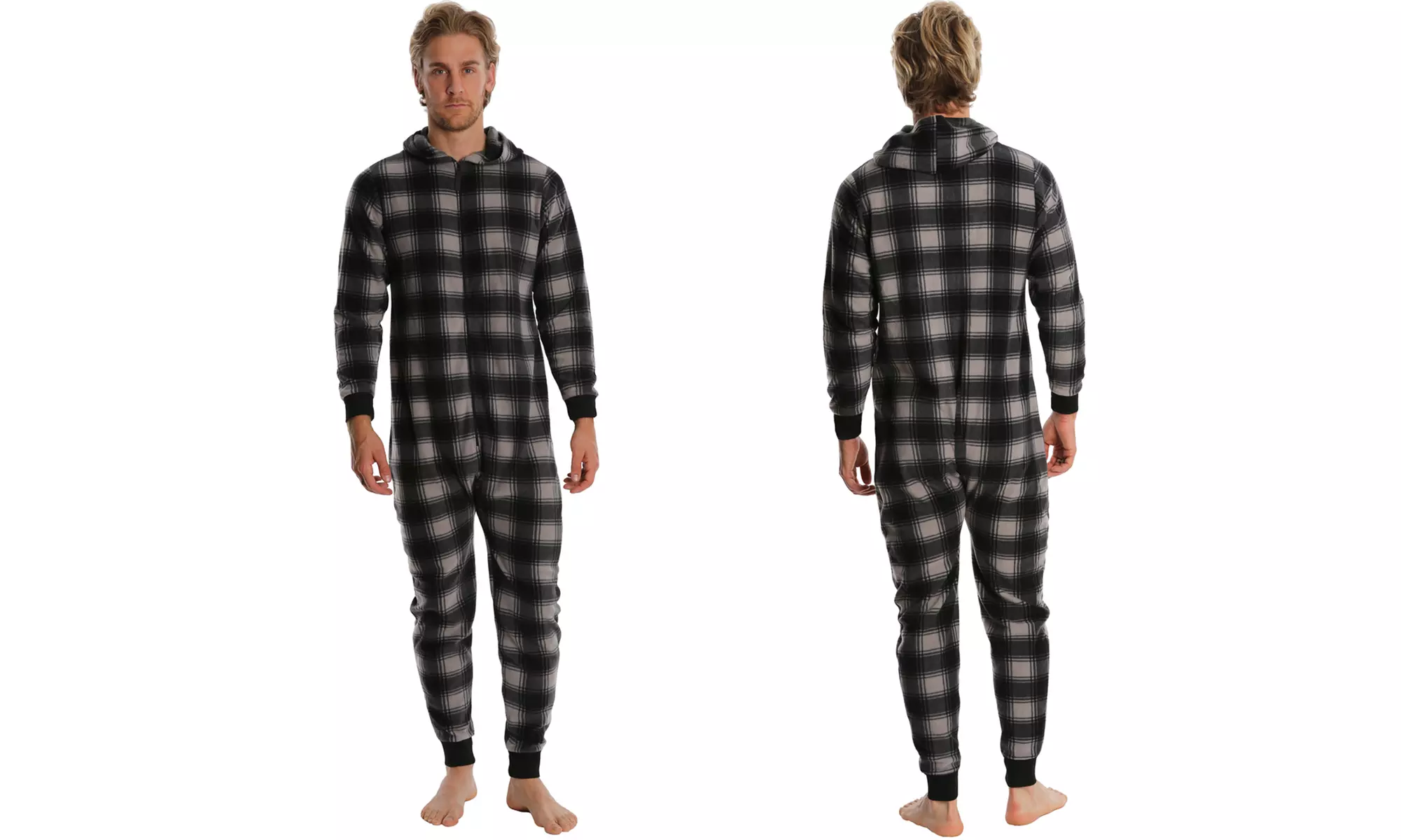 Men's Holiday-Themed Fleece One-Piece Bodysuit (Size XL) - Primary Image