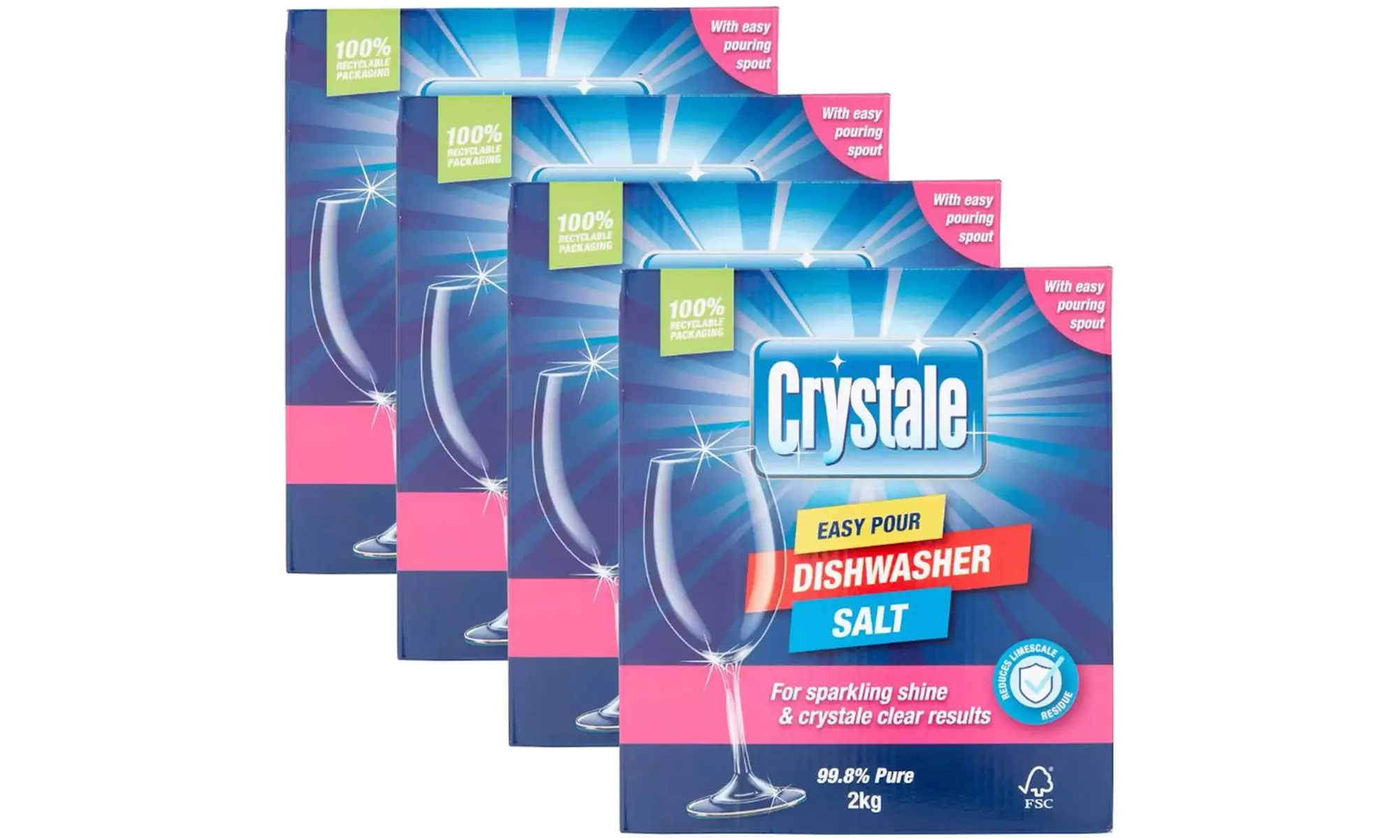 Four Packs of Crystale Dishwasher Salts 2Kg