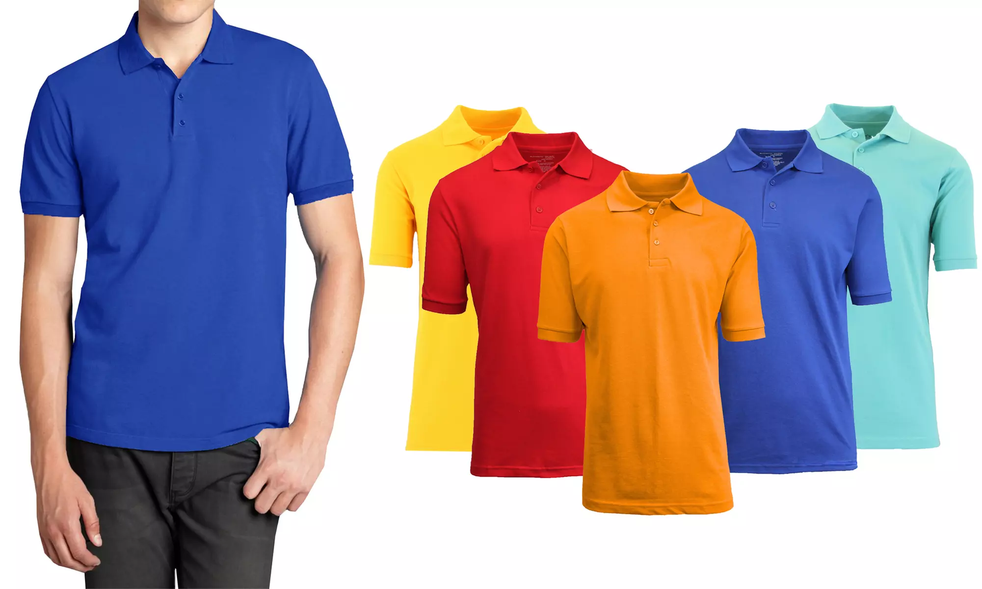Men's Short-Sleeve Pique Polo Shirt (S-3XL; 3-Pack) - Primary Image
