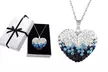Blue Sterling Silver Crystal Heart Necklace Made With Crystals From Swarovski - Second Medium