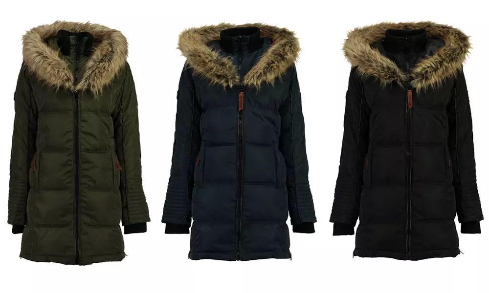 Parka femme de la marque Geographical Norway Beautiful, capuche fausse fourrure - Primary Image