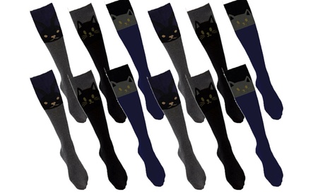 Pack di 12 o 24 calzini da donna lunghi con fantasia a quadratini