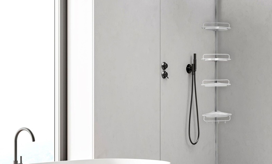 Image 4: Four Tier Adjustable Telescopic Shower Caddy