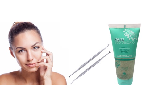 Scrub viso in tubetto da 100 ml e 2 ferretti rimuovi impurità