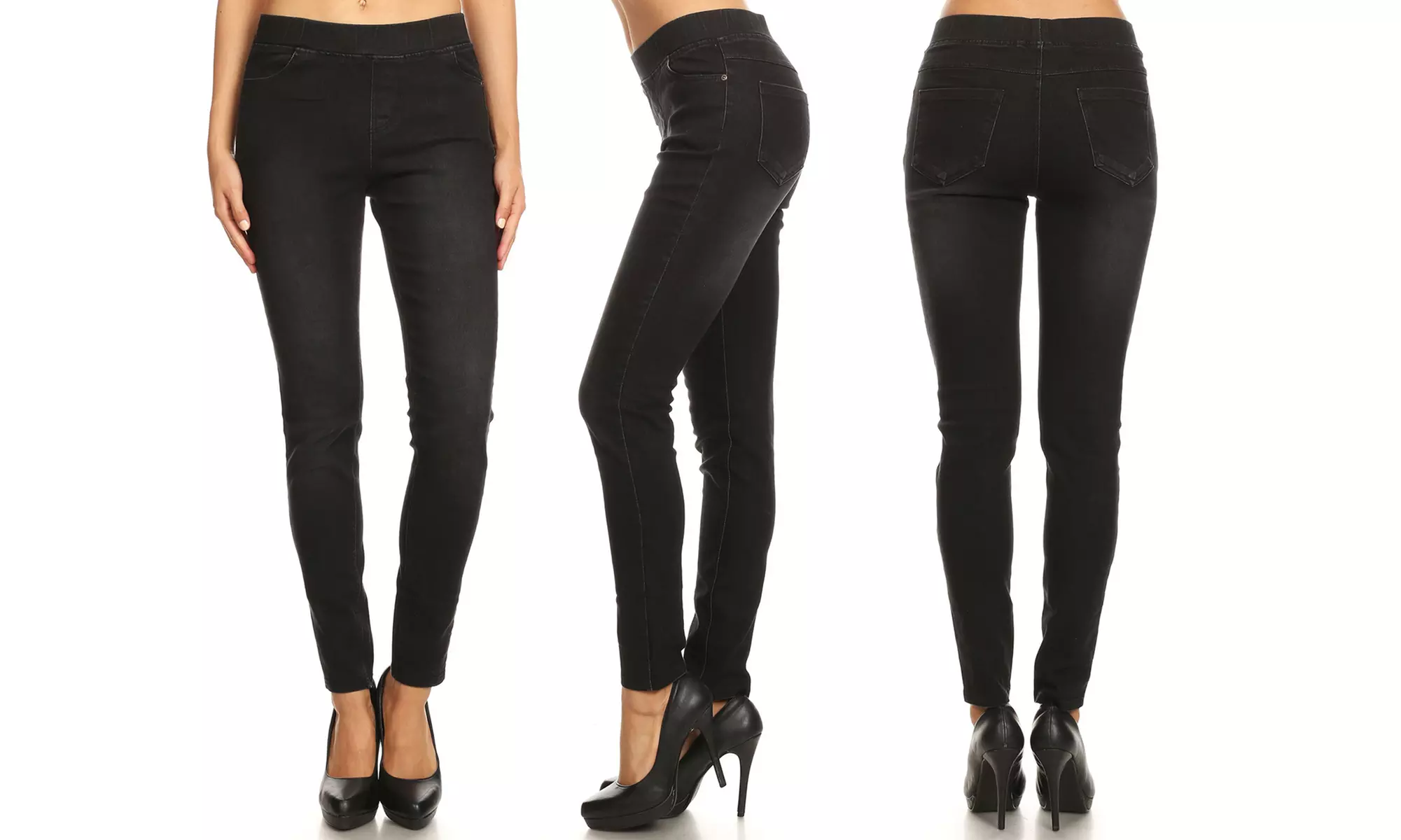 JVINI High-Waist Pull-On Skinny Denim Jeggings. Plus Sizes Available. - Second Medium