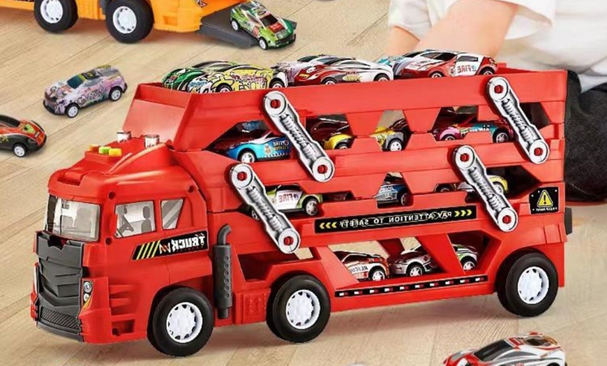 Image 5: Children's Folding Transformable Big Trucks Catapult Toys