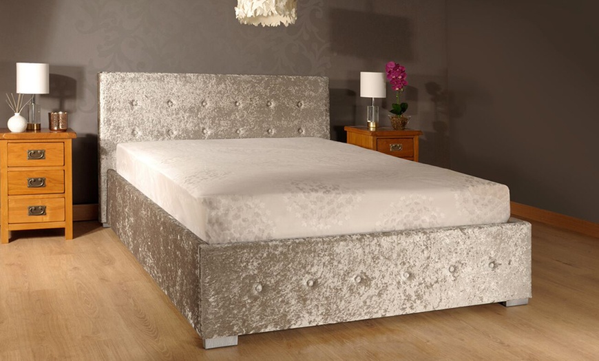 Image 7: Crushed Velvet Ottoman Bedframe with Optional Mattress