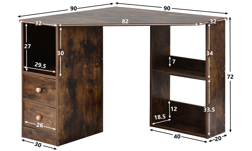 Image 6: L-Shaped Desk with Shelves and Drawers