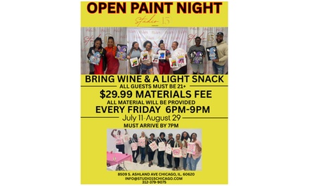 BYOW 2.5 Hours of Paint Lesson for One (Fridays 6-9 PM) - Studio15 / TVP Tech Solutions LLC