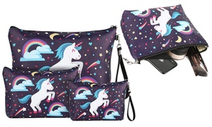 Three-Piece Unicorn Make-Up Pouch Set