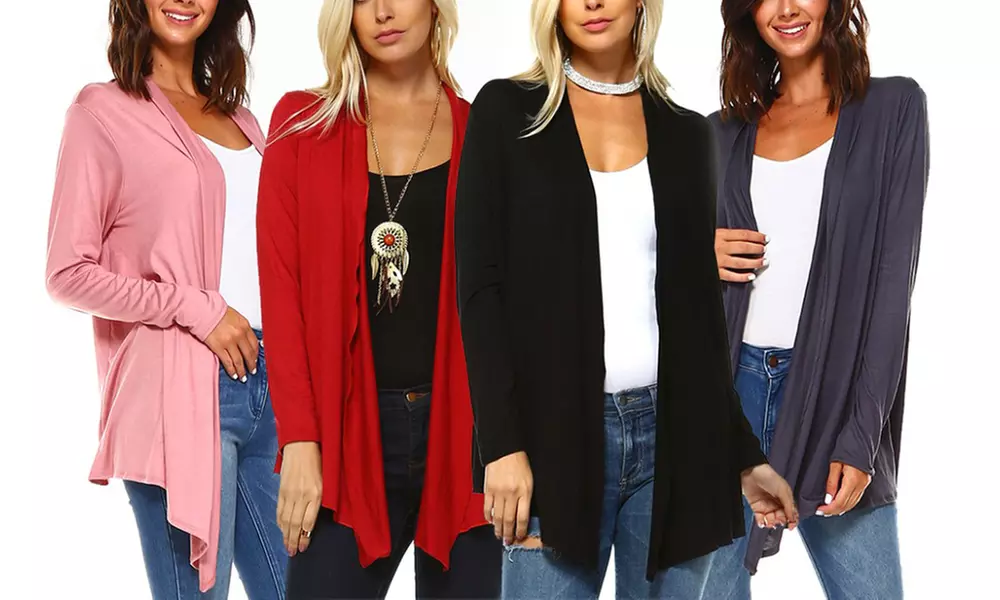 Isaac Liev Women's Lightweight Flyaway Fall Cardigan (4-Pack). Plus Sizes Available. - Primary Image