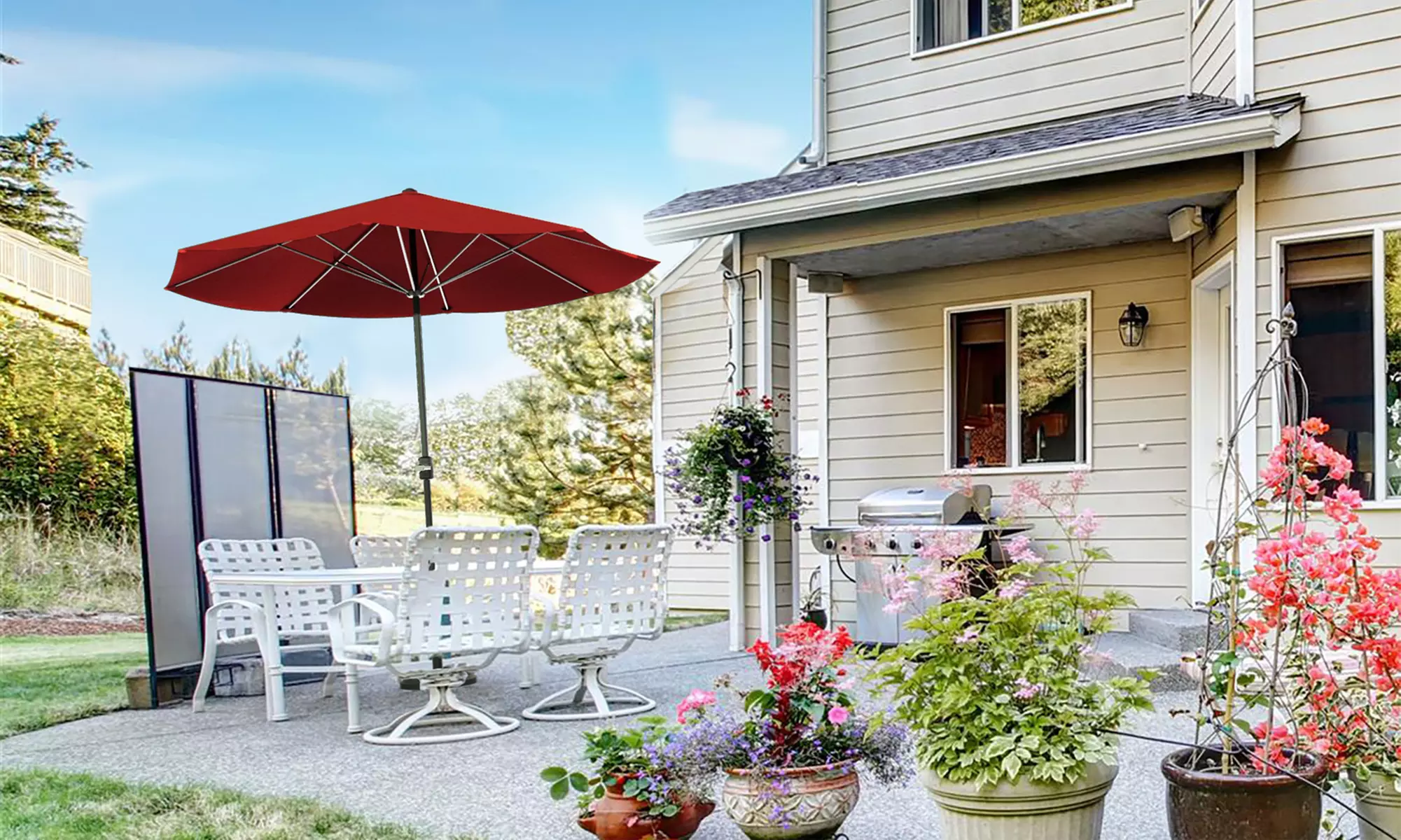 Pure Garden 9' Aluminum Patio Umbrella with Easy Crank or Umbrella Base - Primary Image