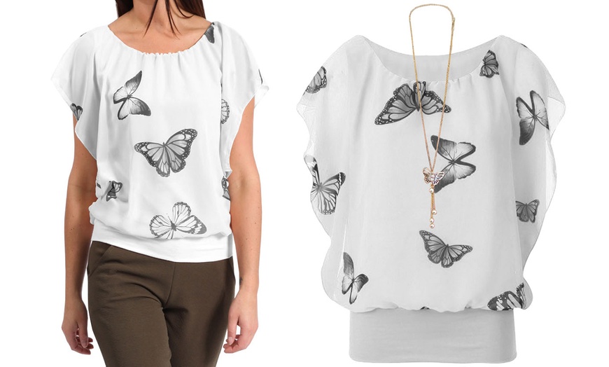 Image 4: Women's Butterfly-Print Top