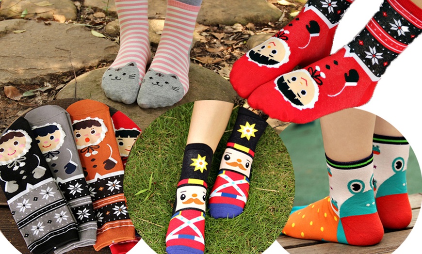 Image 1: 5-Pack of Novelty Cartoon Socks