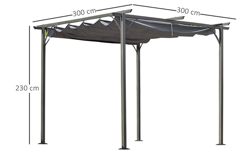 Image 13: Outsunny Retractable Metal Pergola Canopy