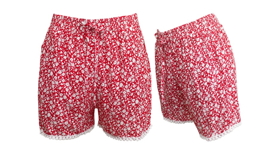 Image 21: Printed Pom-Pom Hem Cotton Shorts