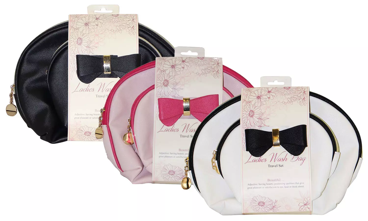 1x oder 2x 2er-Set Kosmetikkoffer mit Schleife in der Farbe nach Wahl - Primary Image