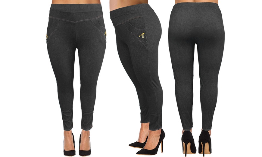 Image 9: Plus Size Denim Jeggings