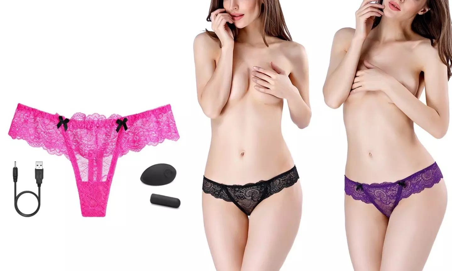 Naughty Nights Black Tie Remote Control Vibrating Panties - Primary Image