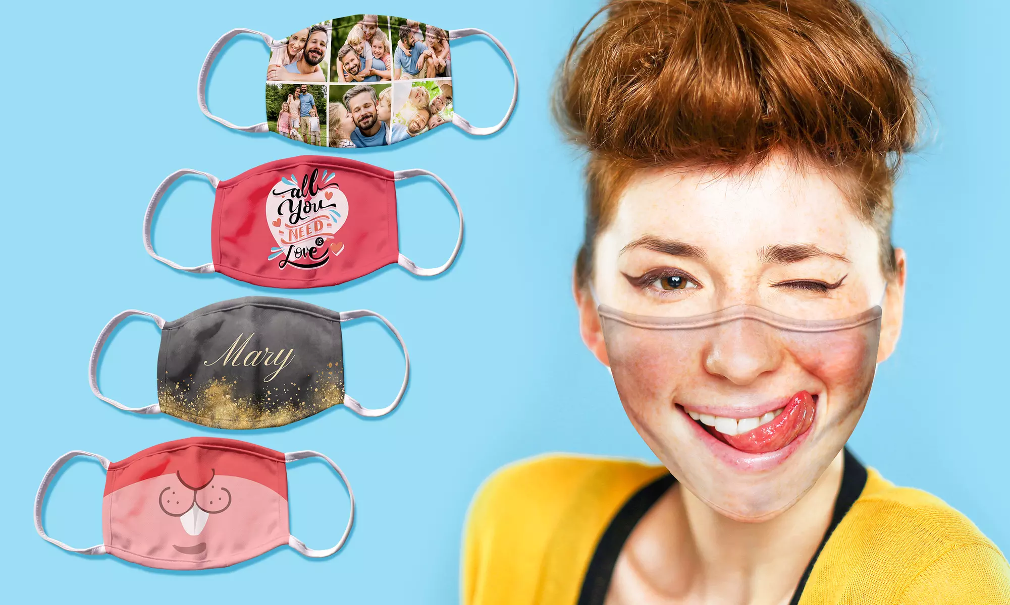 Personalized Non-Medical Face Mask Coverings from Printerpix (Up to 75% Off). Six Options Available. - Primary Image