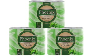 18, 45 or 90 Rolls of Phoenix Aloe Vera Three-Ply Toilet Paper