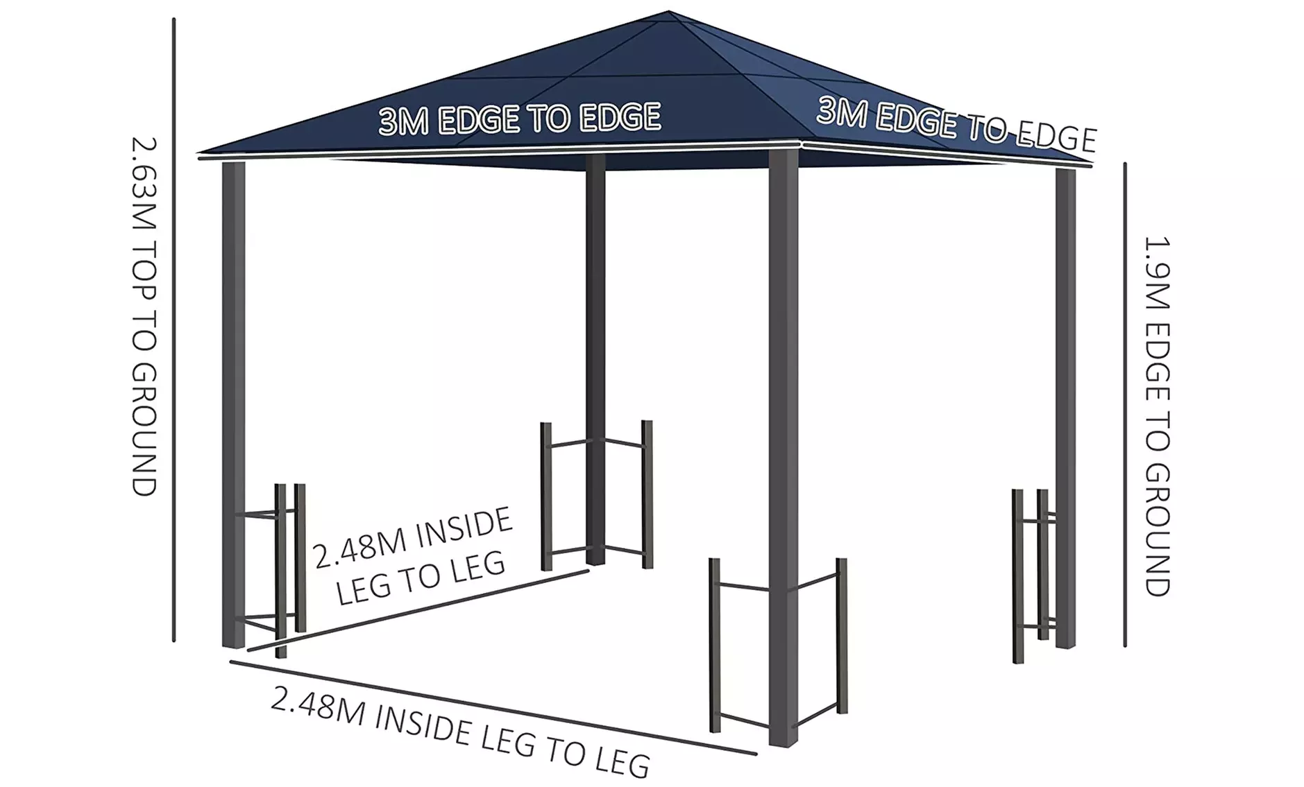 Outsunny 3m x 3m Outdoor Aluminium Alloy Gazebo with Curtains - Image 7