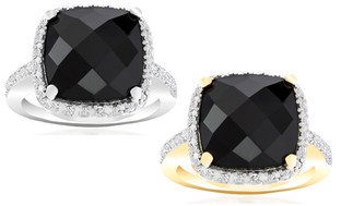 4.00 CTW Black Onyx Ring with Diamond Accent